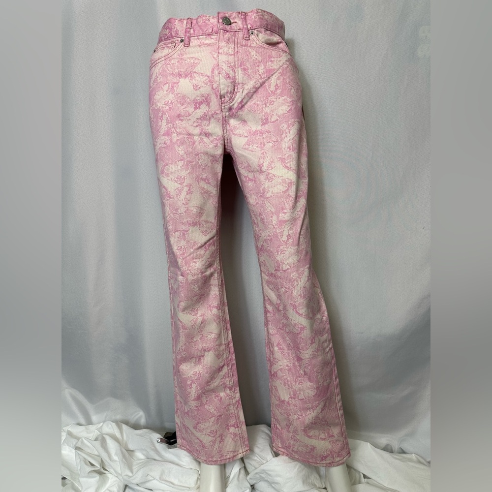 BDG Jeans Womens 25 Pink Wide Leg Straight Cowboy Light Wash Denim Ladies 26x28